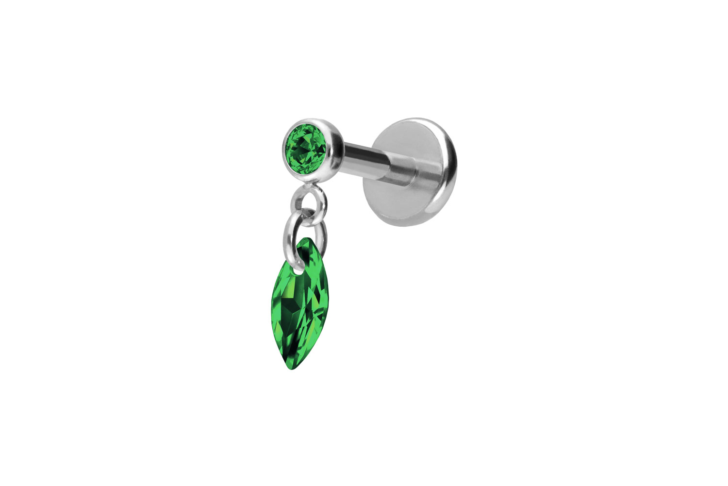 Titan Labret Piercing mit Push Fit KRISTALLOVAL